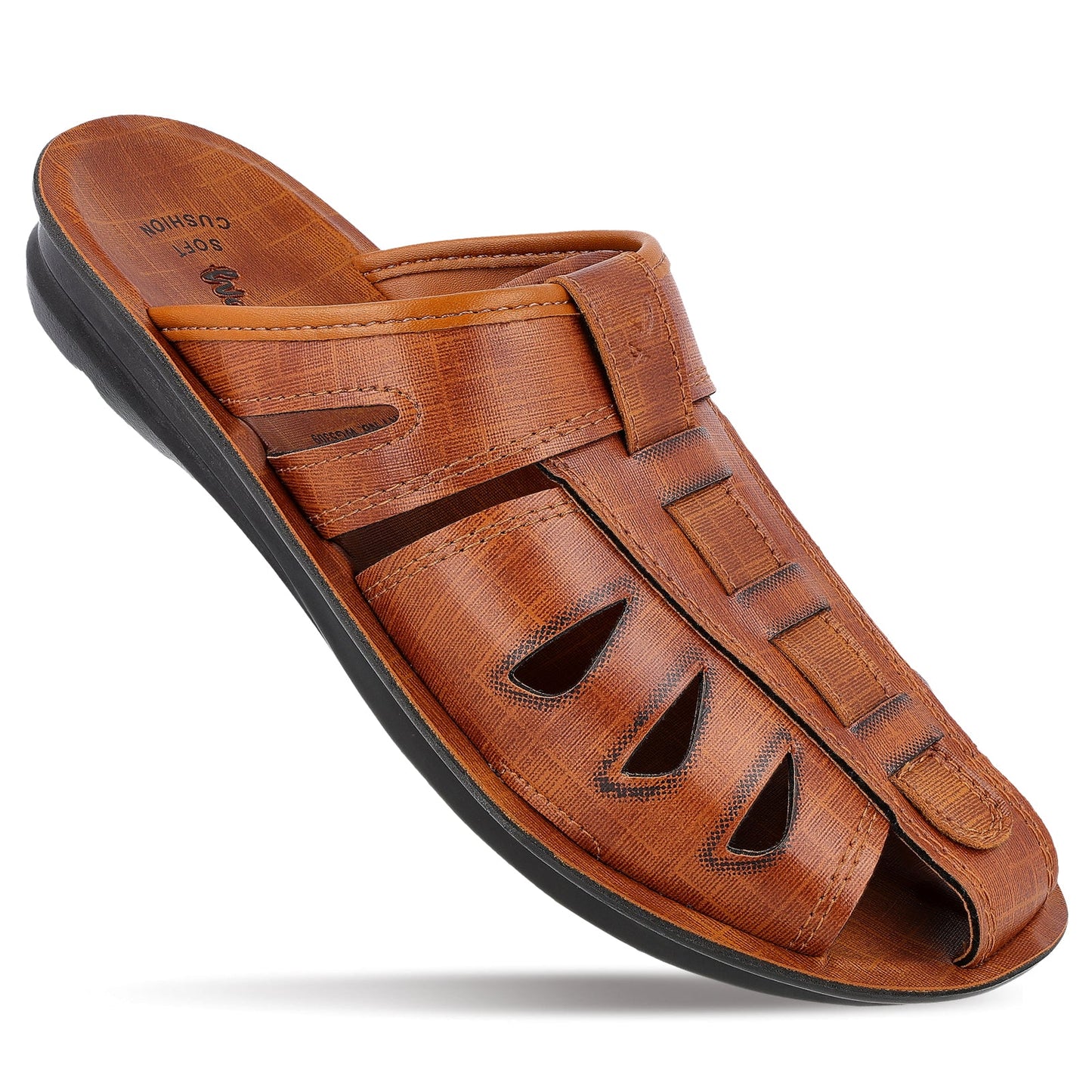 Walkaroo Men Fishermen Cut Slide Sandals - WG5309 Tan