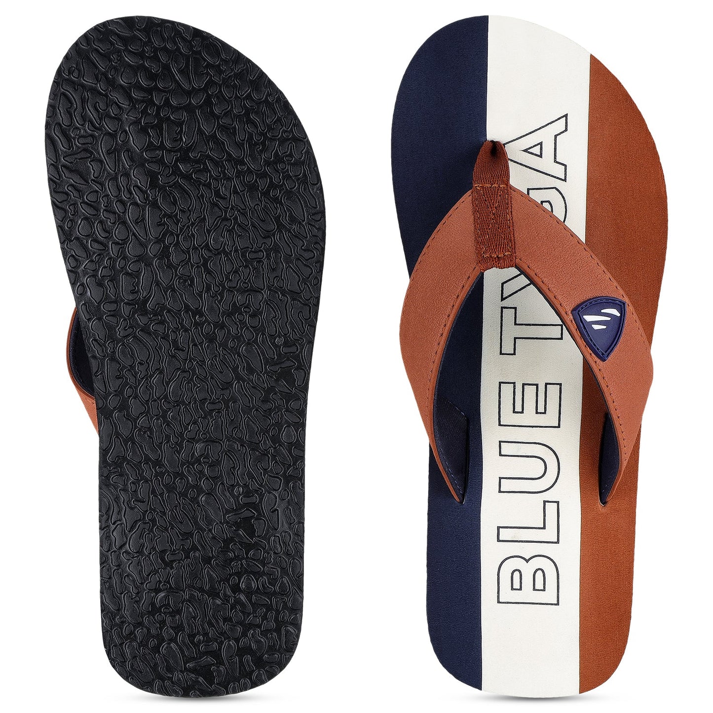 Blue Tyga Men's Flip Flop Thong - BT4274 Tan Blue