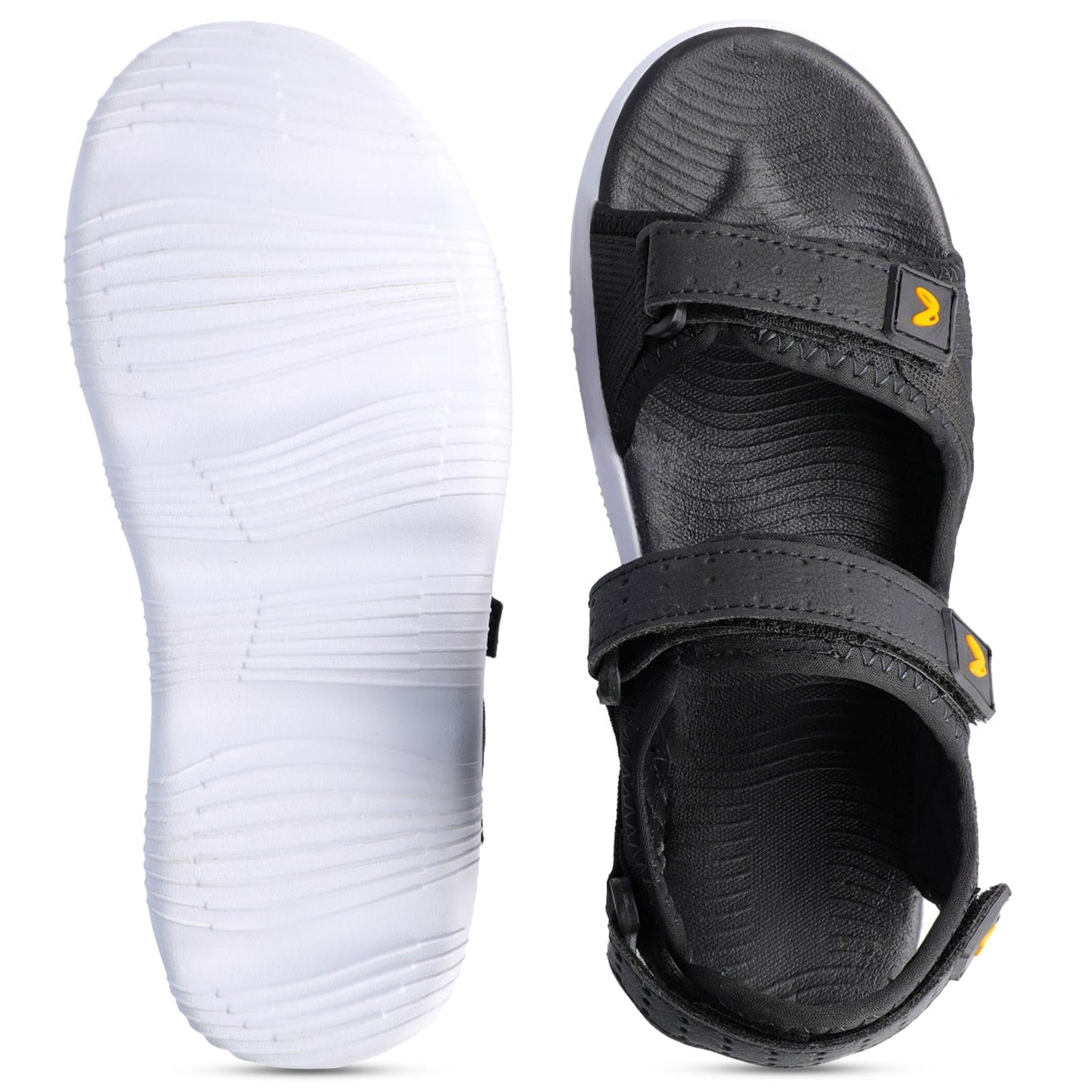 Walkaroo Men Strappy Floater Sandals - WC4334 Black white