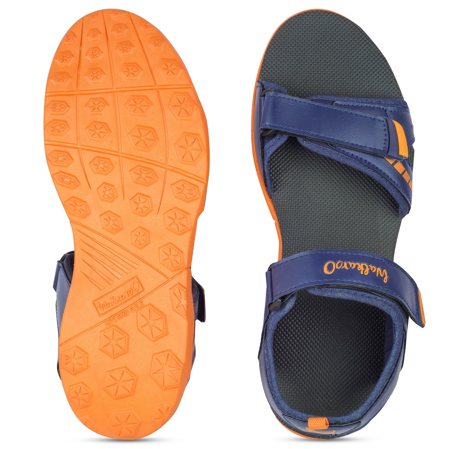 Walkaroo Mens Sandals - WC4372 Navy Blue orange