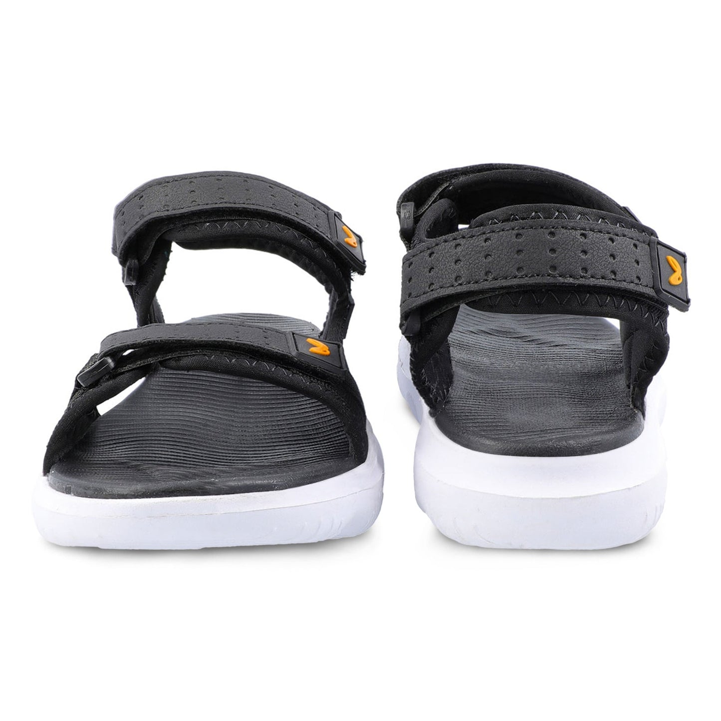 Walkaroo Men Strappy Floater Sandals - WC4334 Black white