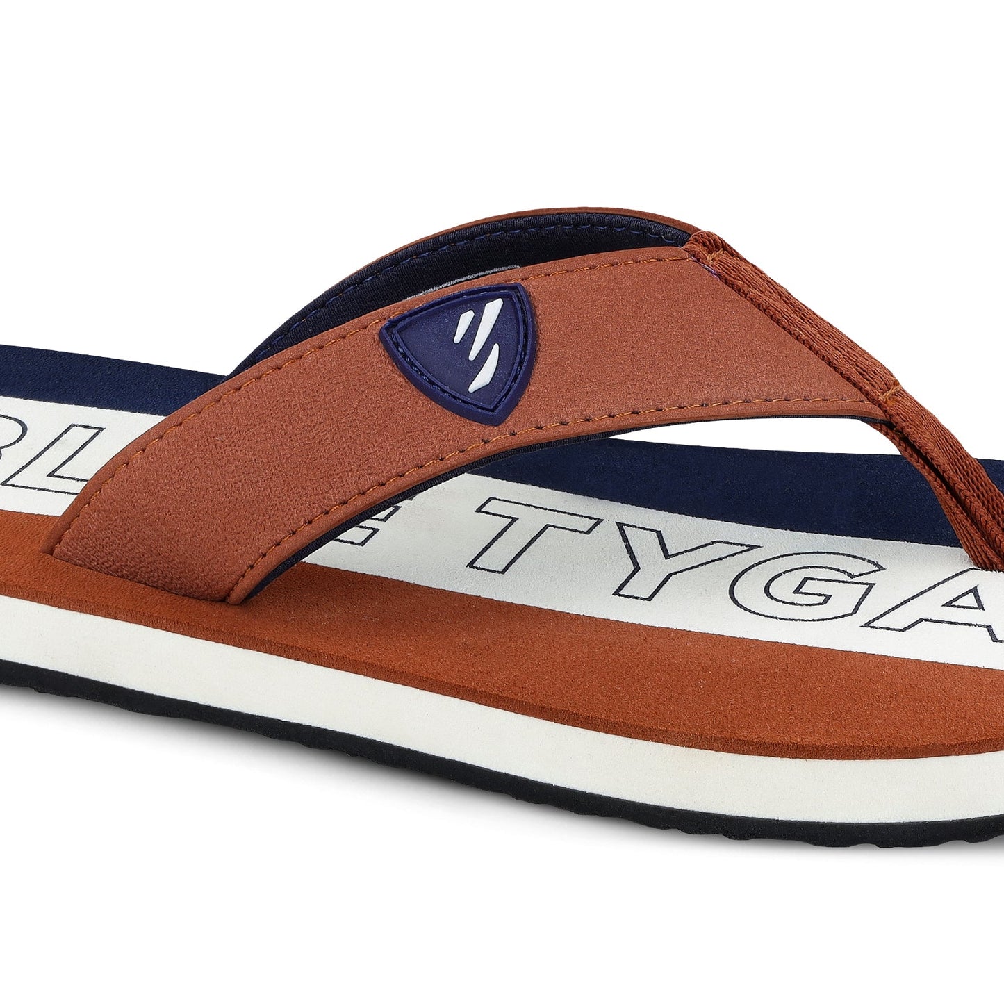 Blue Tyga Men's Flip Flop Thong - BT4274 Tan Blue