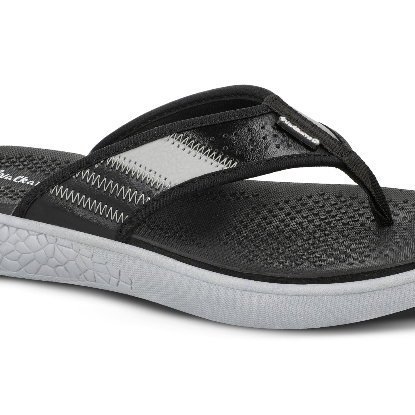 Walkaroo Men Textured Thong Flip-Flop - WC4238 Black Grey - Walkaroo Footwear