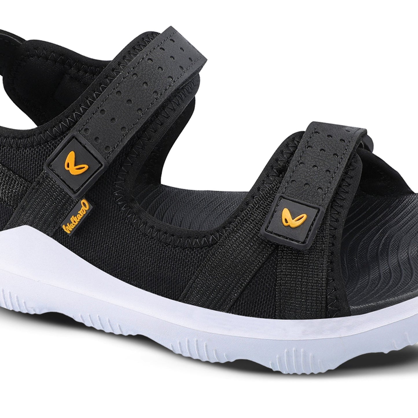 Walkaroo Men Strappy Floater Sandals - WC4334 Black white