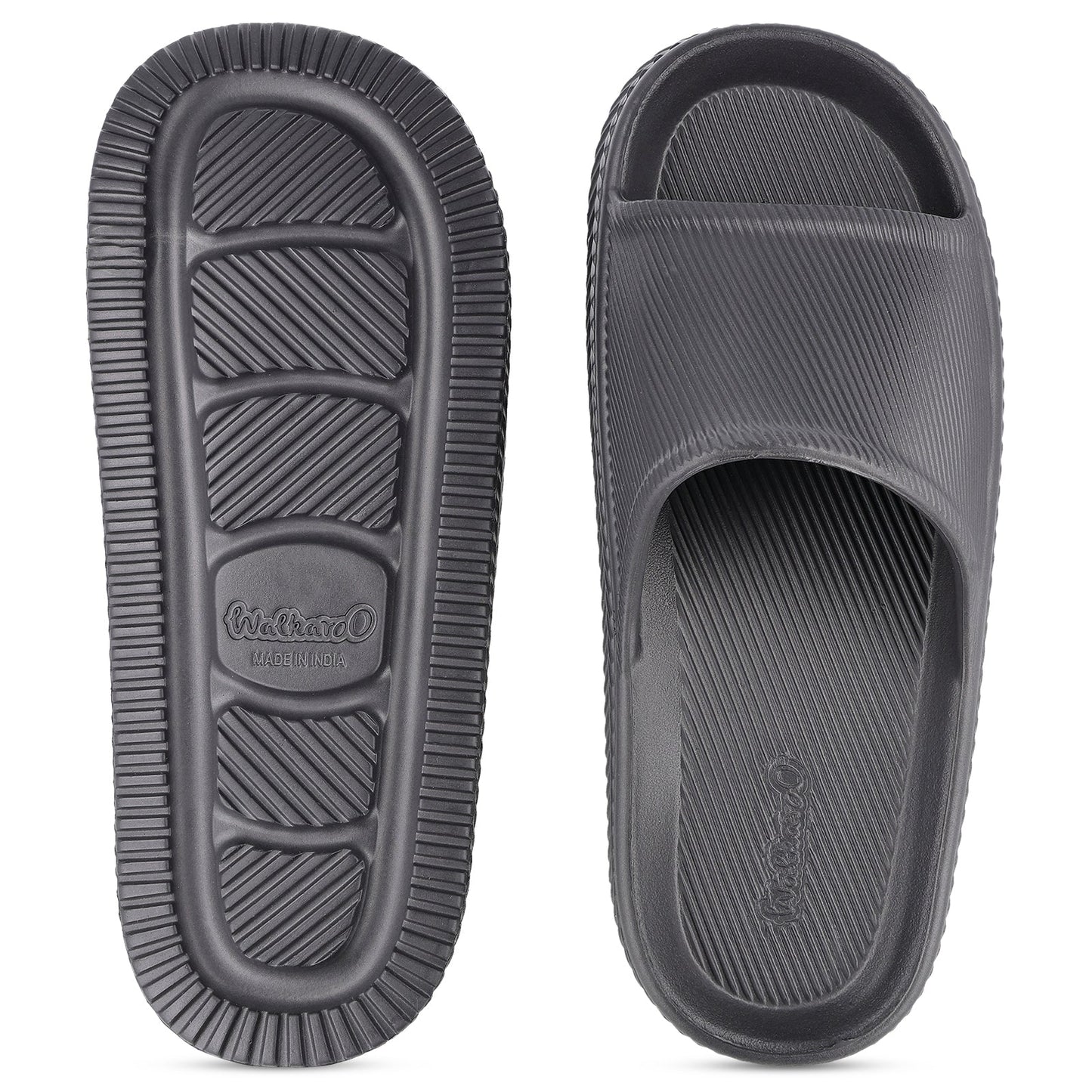 Walkaroo Mens Flip Flop Sliders - WC8737 Dark Grey