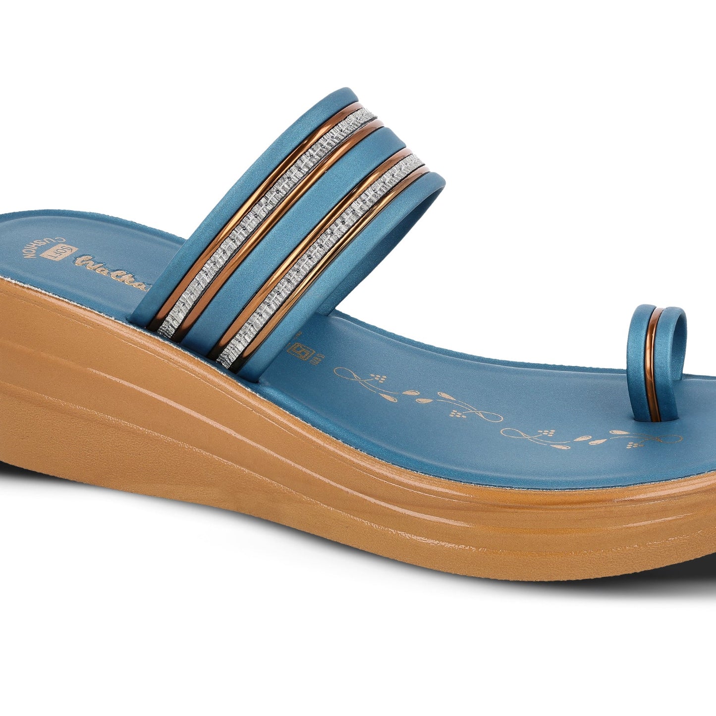 Women's Wedge Heel Sandals - WLR74506 Peacock Blue