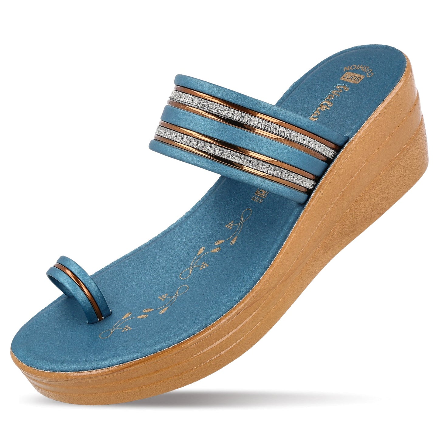 Women's Wedge Heel Sandals - WLR74506 Peacock Blue
