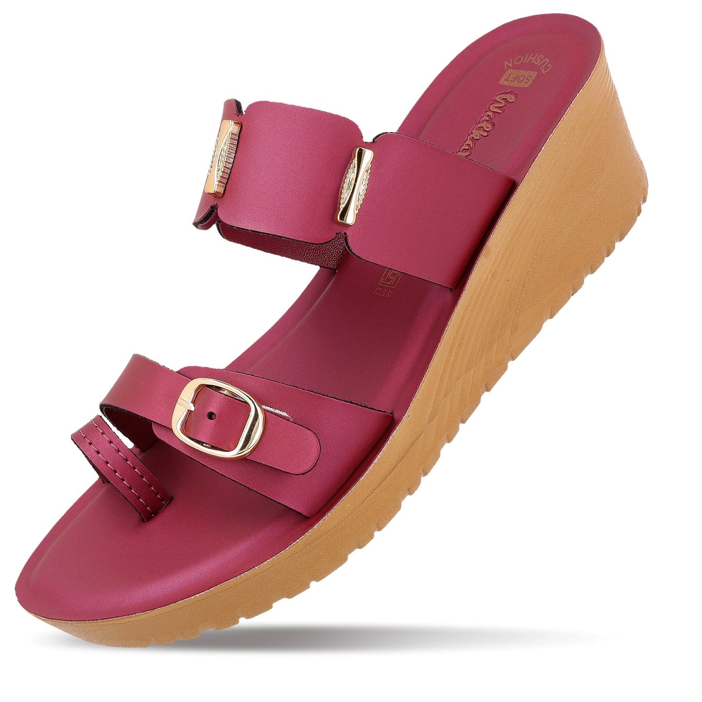 Women's Wedge Heel Sandals - WLR74020 Maroon