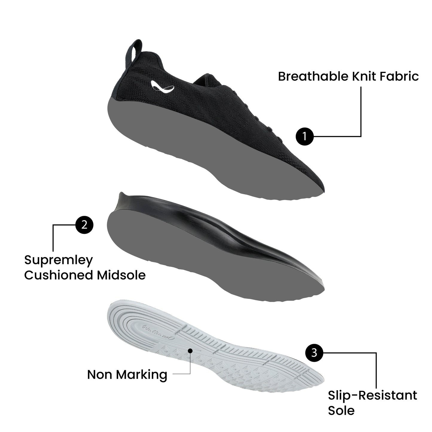 Men's Daily Wear Non Marking Sports Shoe - WS6090 Grey