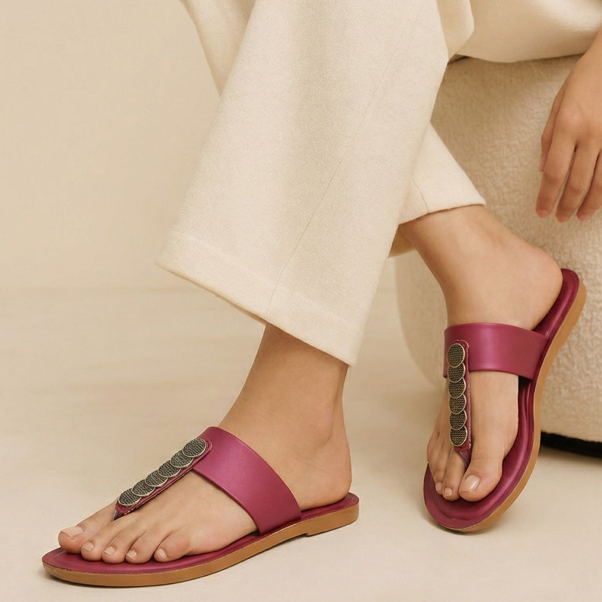 Women's Daily Wear Sandal - WL7557 Maroon