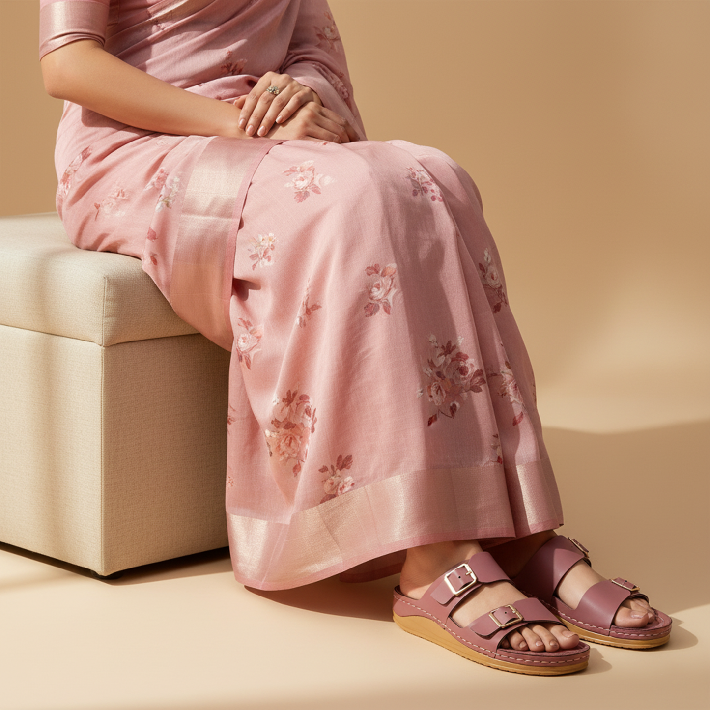 Women's Daily Wear Comfort Sandals - WLP74021 Dark Rose