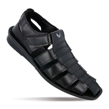 Walkaroo Men Solid Fisherman Sandals - 13505 Black - Walkaroo Footwear