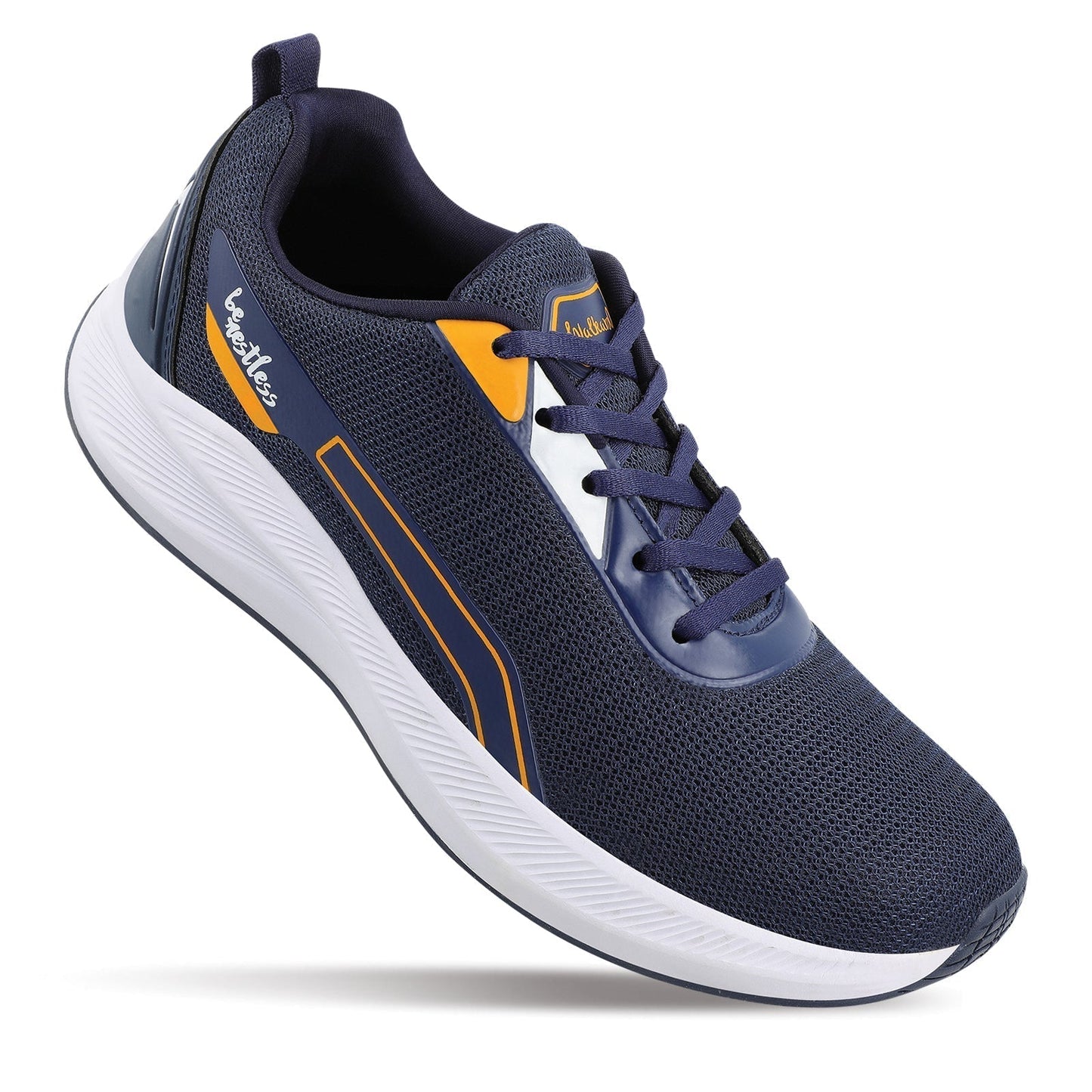 Walkaroo Men Sports Shoe - WS9073 Navy Blue Yellow - Walkaroo Footwear