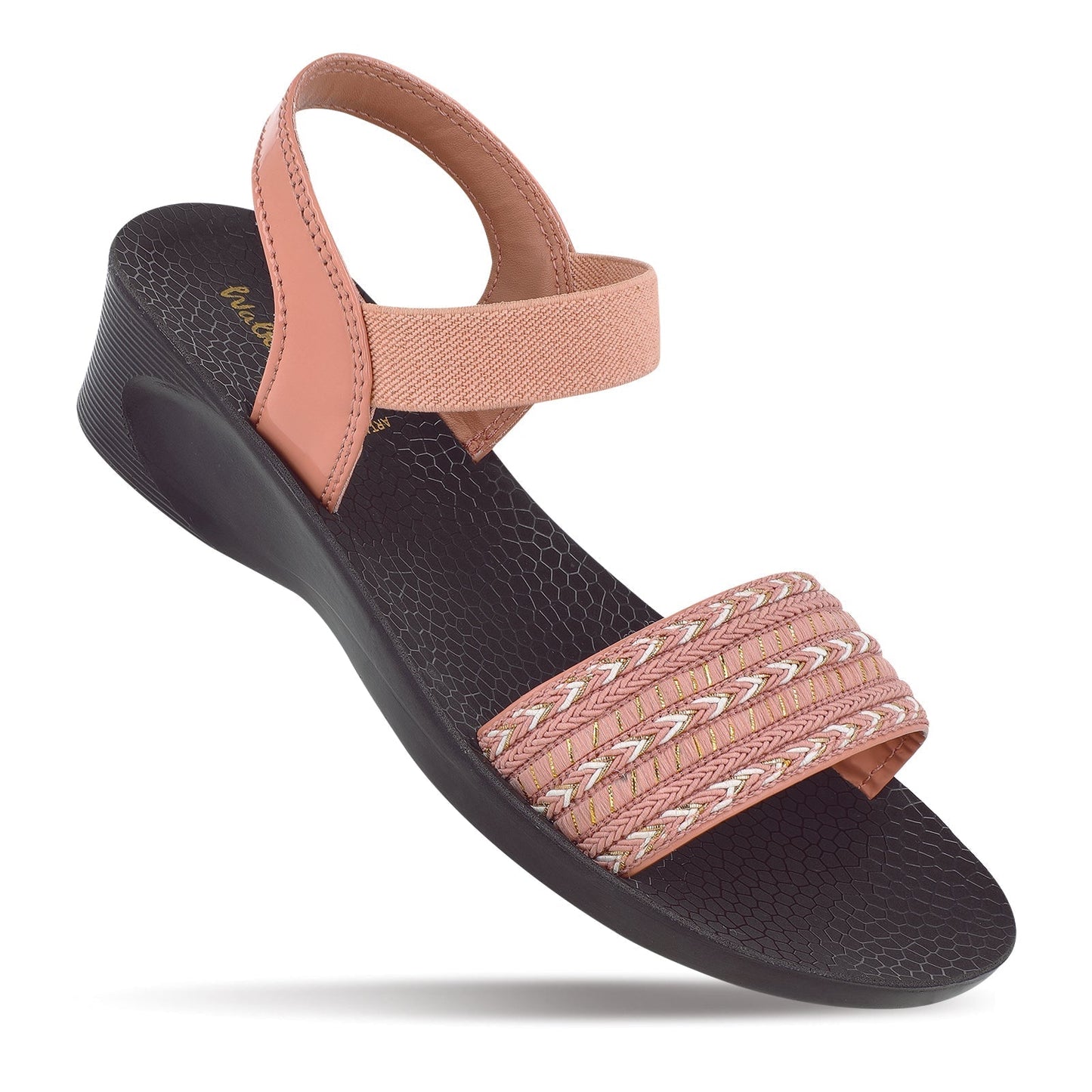 Walkaroo Womens Ankle Strap Heel Sandal - WL7795 Peach - Walkaroo Footwear