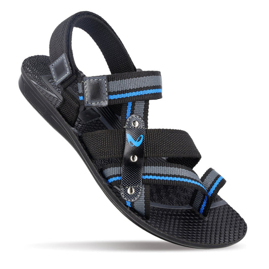 Walkaroo Men Strappy Floater Sandals - W22108 Black Blue - Walkaroo Footwear