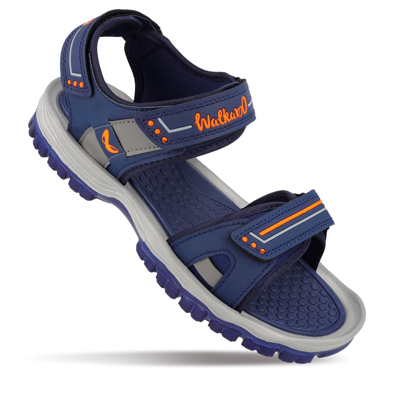 Walkaroo Men Sandal - WC4420 Navy Blue orange - Walkaroo Footwear