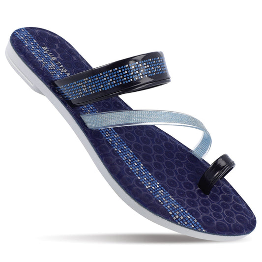 Blue Tyga Womens Cross Strap Slide Sandals - BT2303 Blue - Walkaroo Footwear