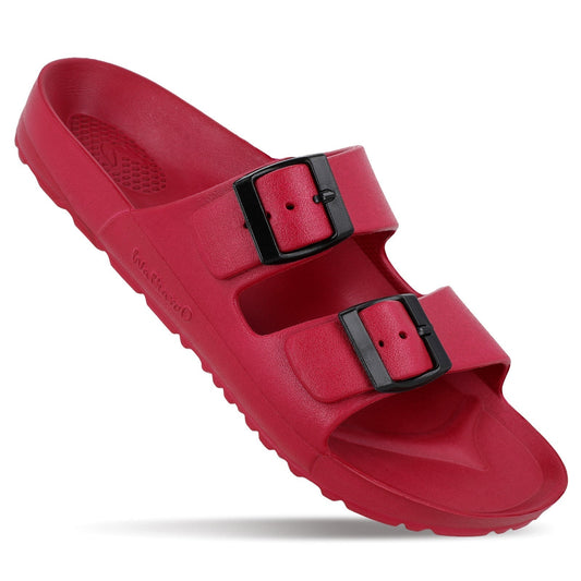 Walkaroo Men Slip On Slide Sandals - WC4808 Maroon - Walkaroo Footwear