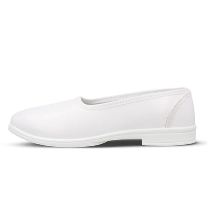 Girls Slip-On school Shoe - WV593 White