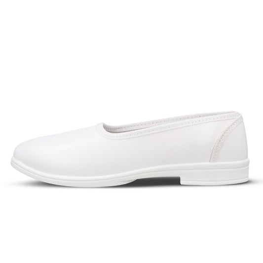 Girls Slip-On school Shoe - WV593 White