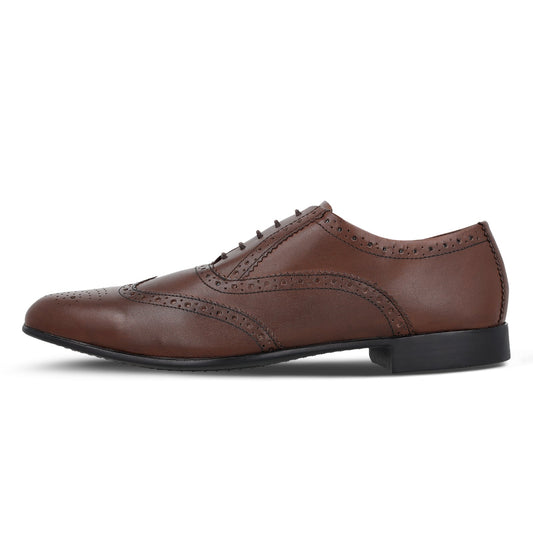 Walkaroo Leather Men formals Shoes - WF6055 Brown - Walkaroo Footwear