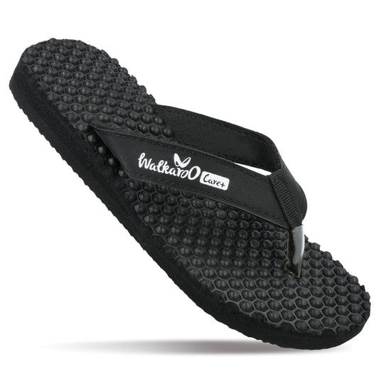 Walkaroo Womens Textured Care Plus Flip-Flop - WH3950 Black - Walkaroo Footwear