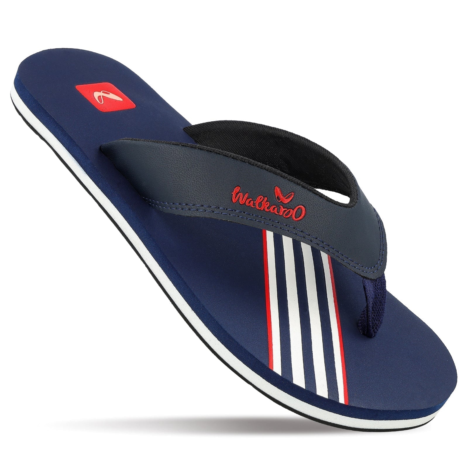 Walkaroo Men Striped Thong Flip-Flop - WC4220 Blue white - Walkaroo Footwear