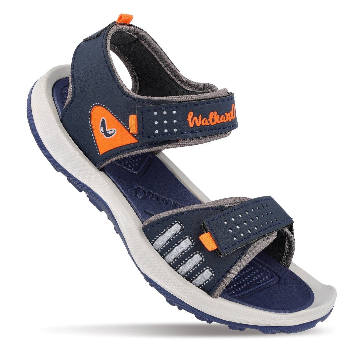 Walkaroo Men Strappy Floater Sandals - WC4301 Navy Blue orange - Walkaroo Footwear