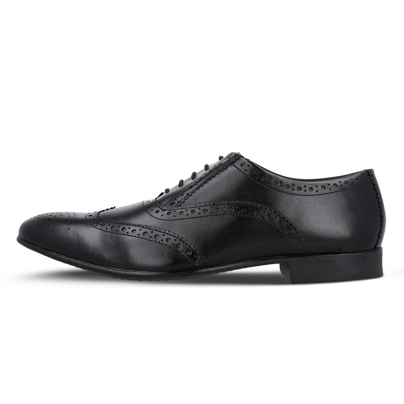 Walkaroo Leather Men formals Shoes - WF6055 Black - Walkaroo Footwear