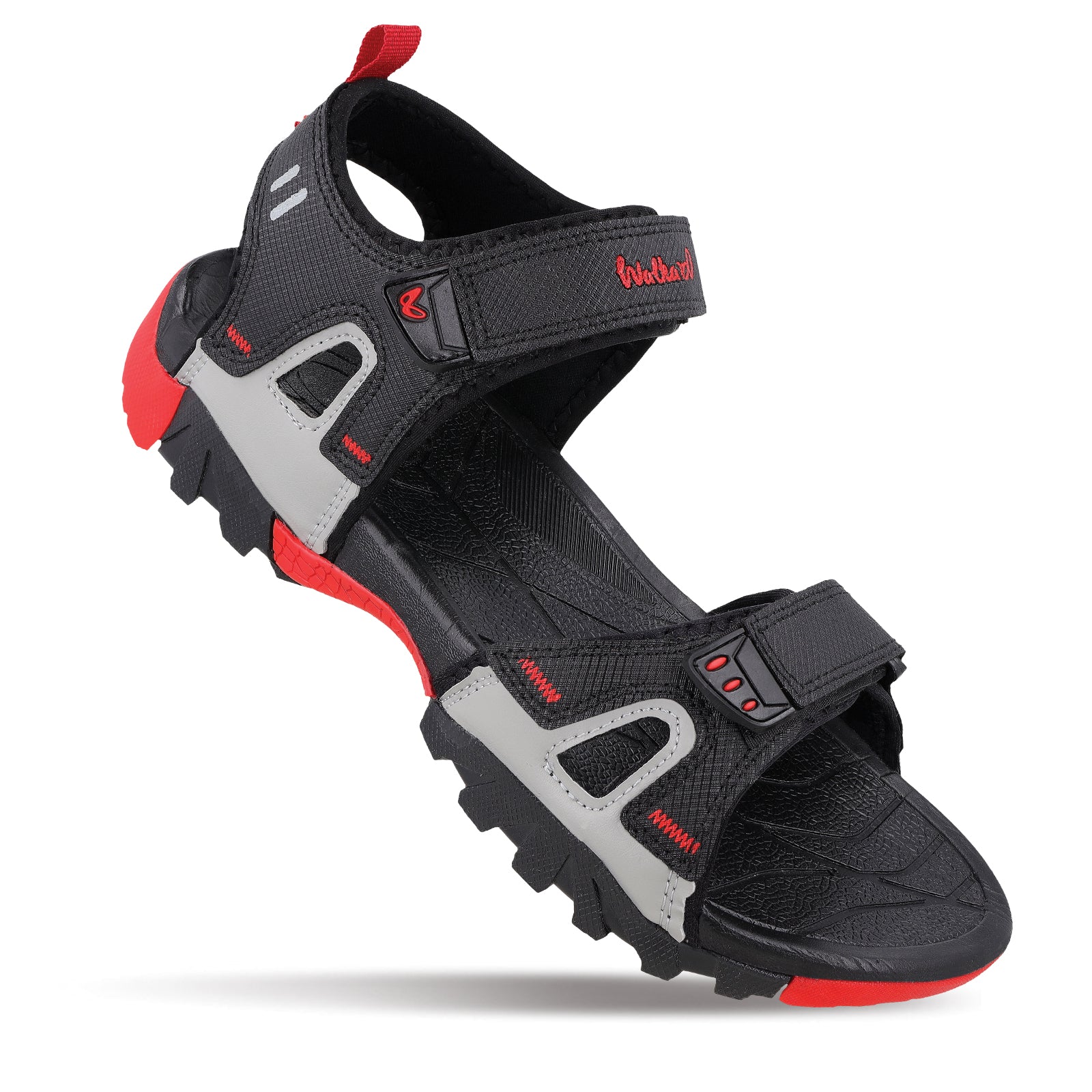 Walkaroo Men Sandals - WC4426 Black Red - Walkaroo Footwear