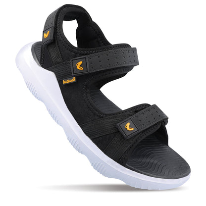 Walkaroo Men Strappy Floater Sandals - WC4334 Black white - Walkaroo Footwear