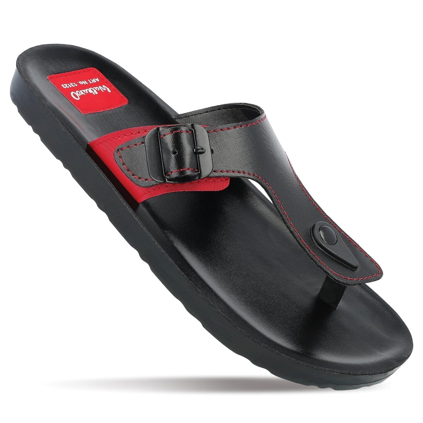 Walkaroo Men Solid Thong Sandals - 13123 Black Red - Walkaroo Footwear