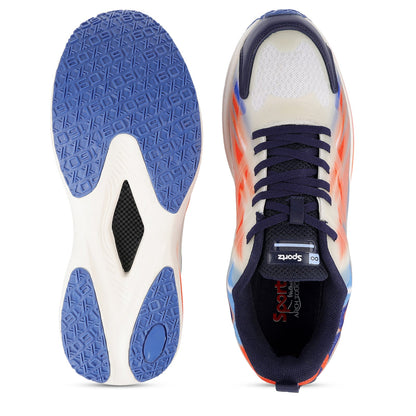 Walkaroo Men Sports Shoe - WS9134 Navy Blue Orange - Walkaroo Footwear