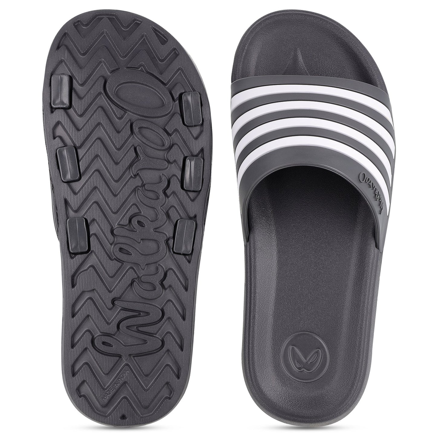 Walkaroo Mens Flip Flop Sliders  - WC4819 Grey