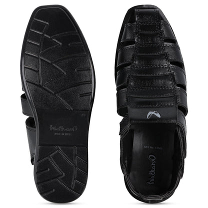 Walkaroo Men Solid Fisherman Sandals - 13505 Black - Walkaroo Footwear