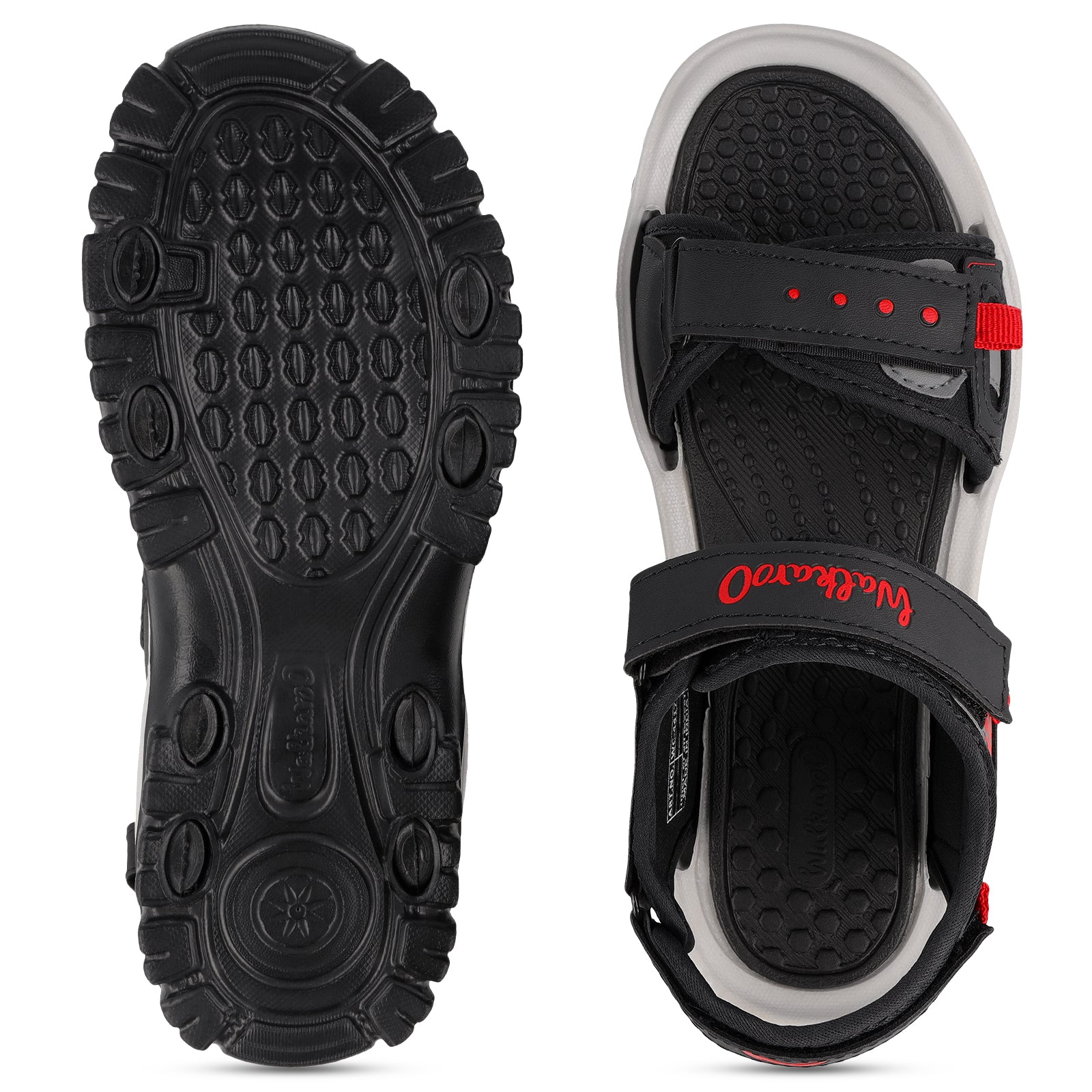 Walkaroo Men Sandals - WC4417 Black Red - Walkaroo Footwear