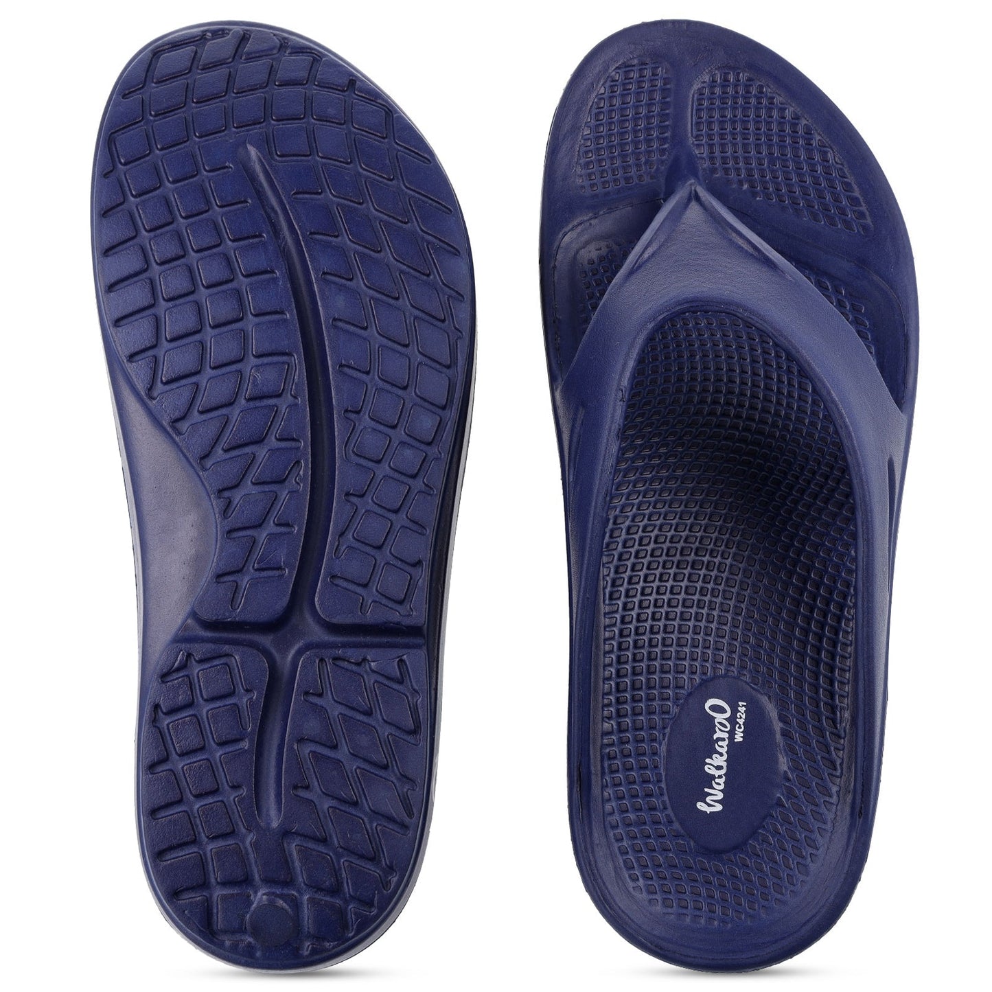 Walkaroo Men Solid Thong Flip-Flop - WC4241 Navy Blue - Walkaroo Footwear