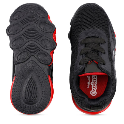 Walkaroo Kids Pull-on Sock Shoes - WK340 Black Red