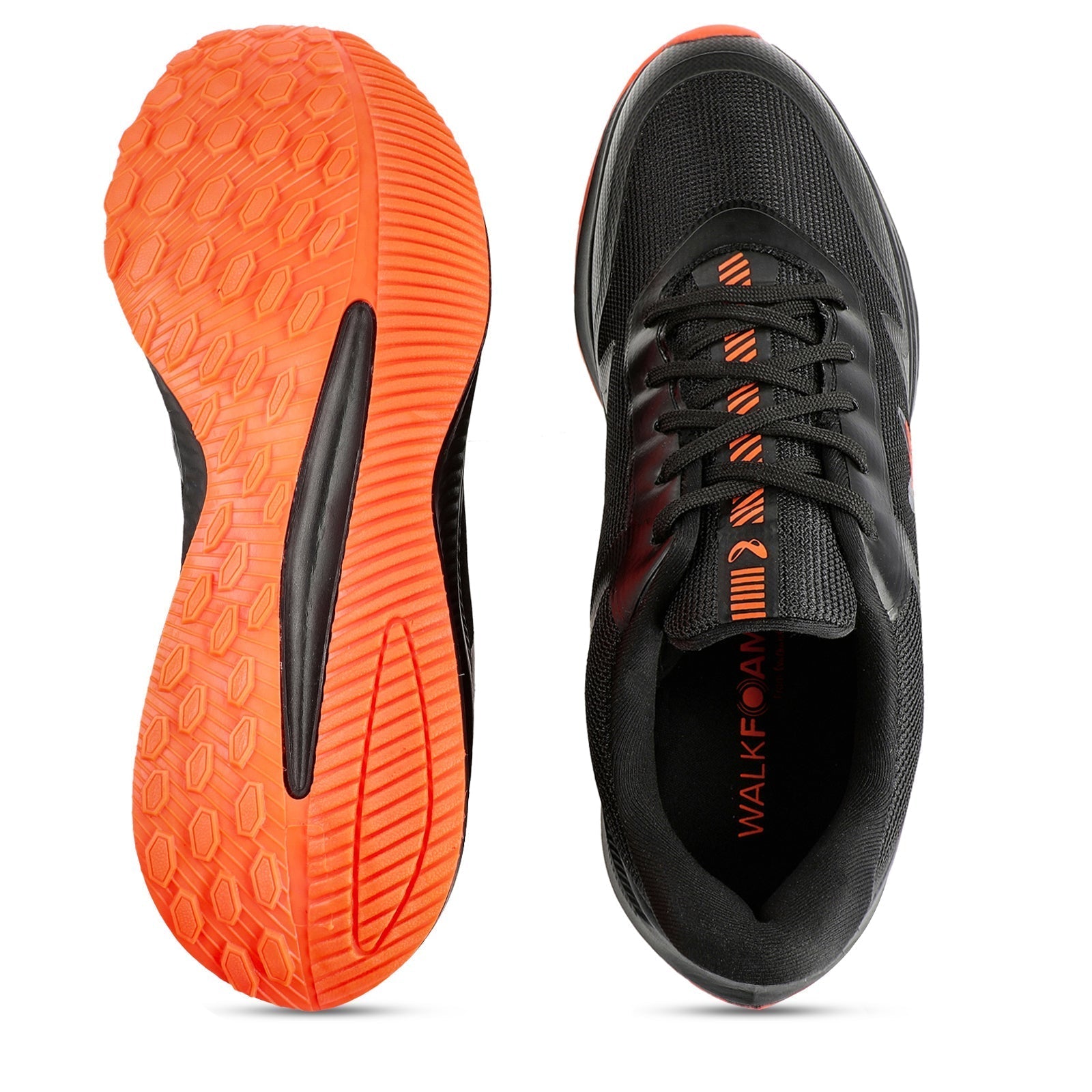 Walkaroo Men Lace-up Training Shoes - WS9063 Black orange - Walkaroo Footwear