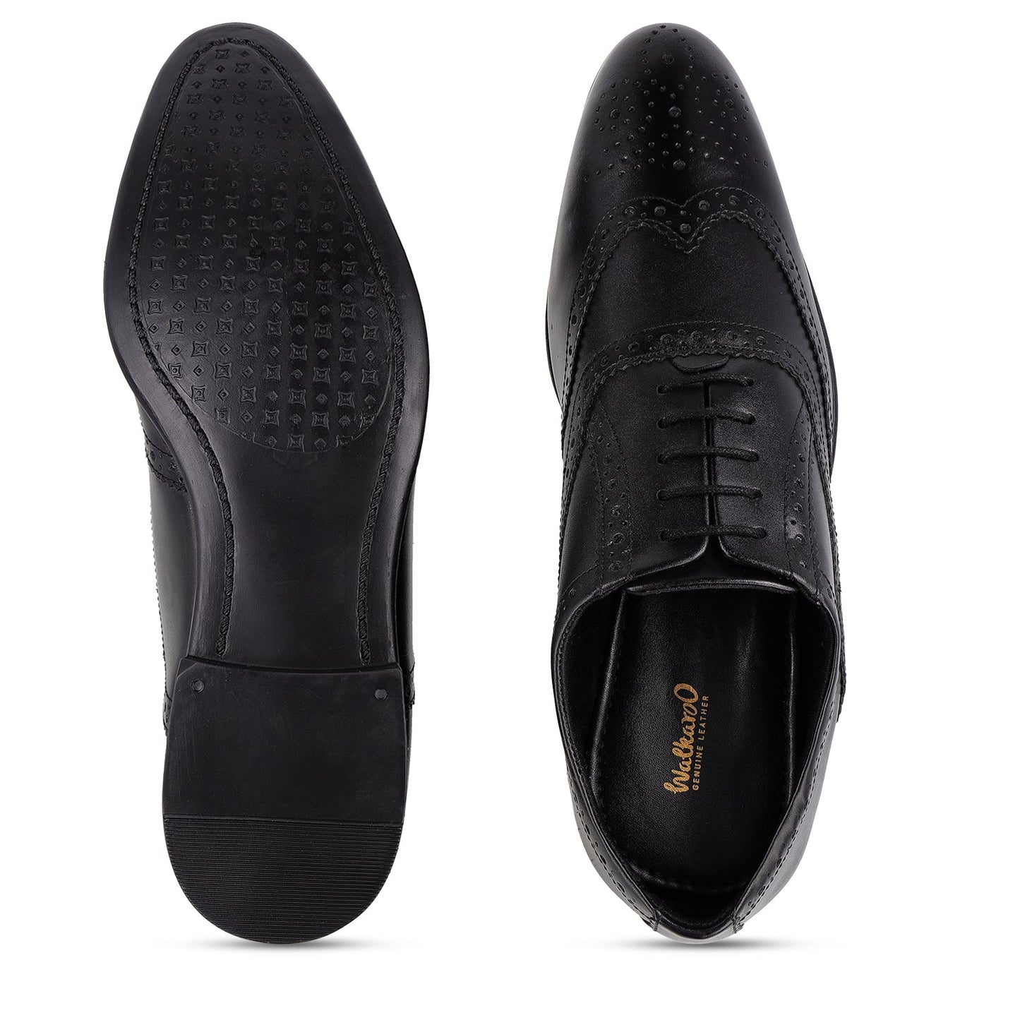 Walkaroo Leather Men formals Shoes - WF6055 Black - Walkaroo Footwear