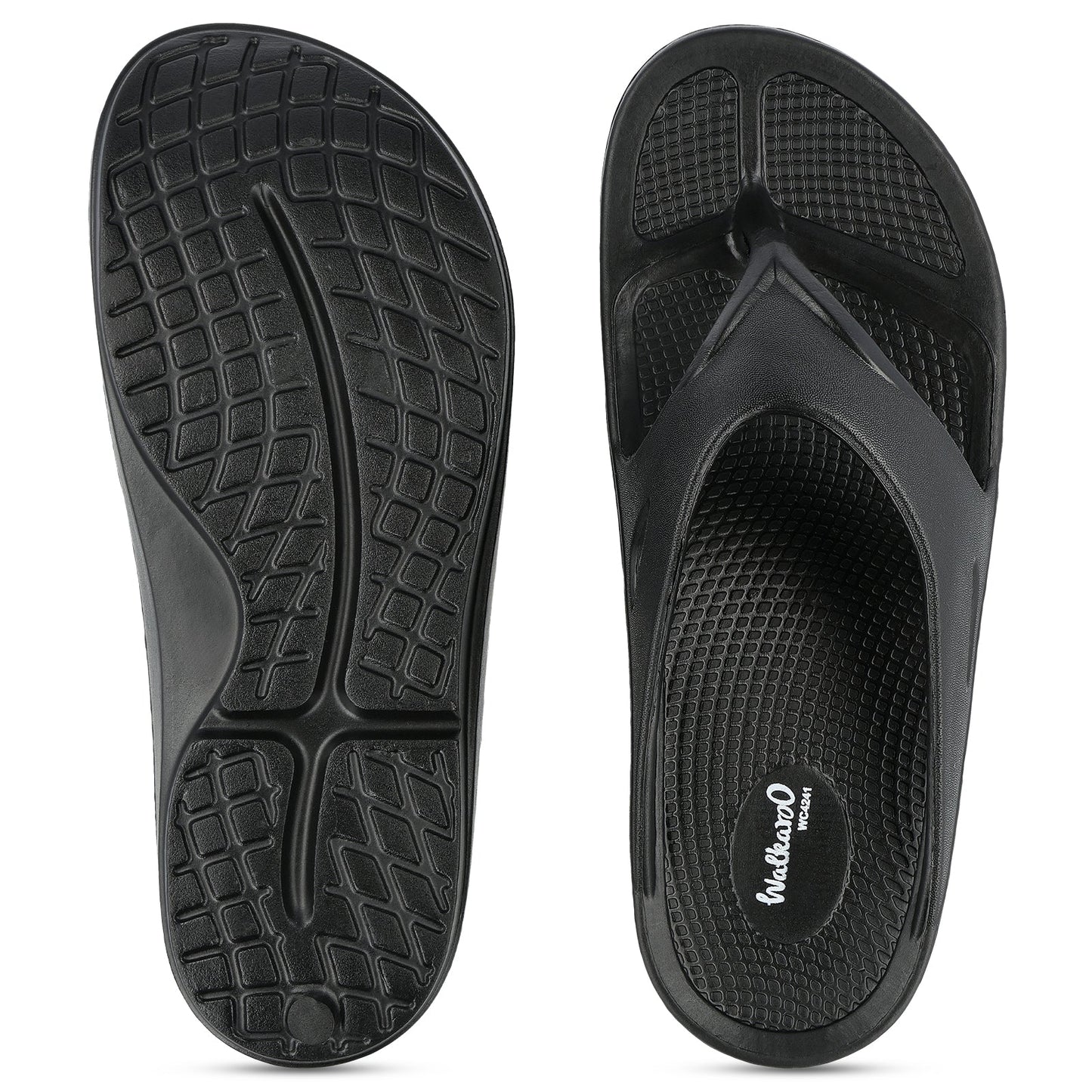 Walkaroo Men Solid Thong Flip-Flop - WC4241 Black - Walkaroo Footwear