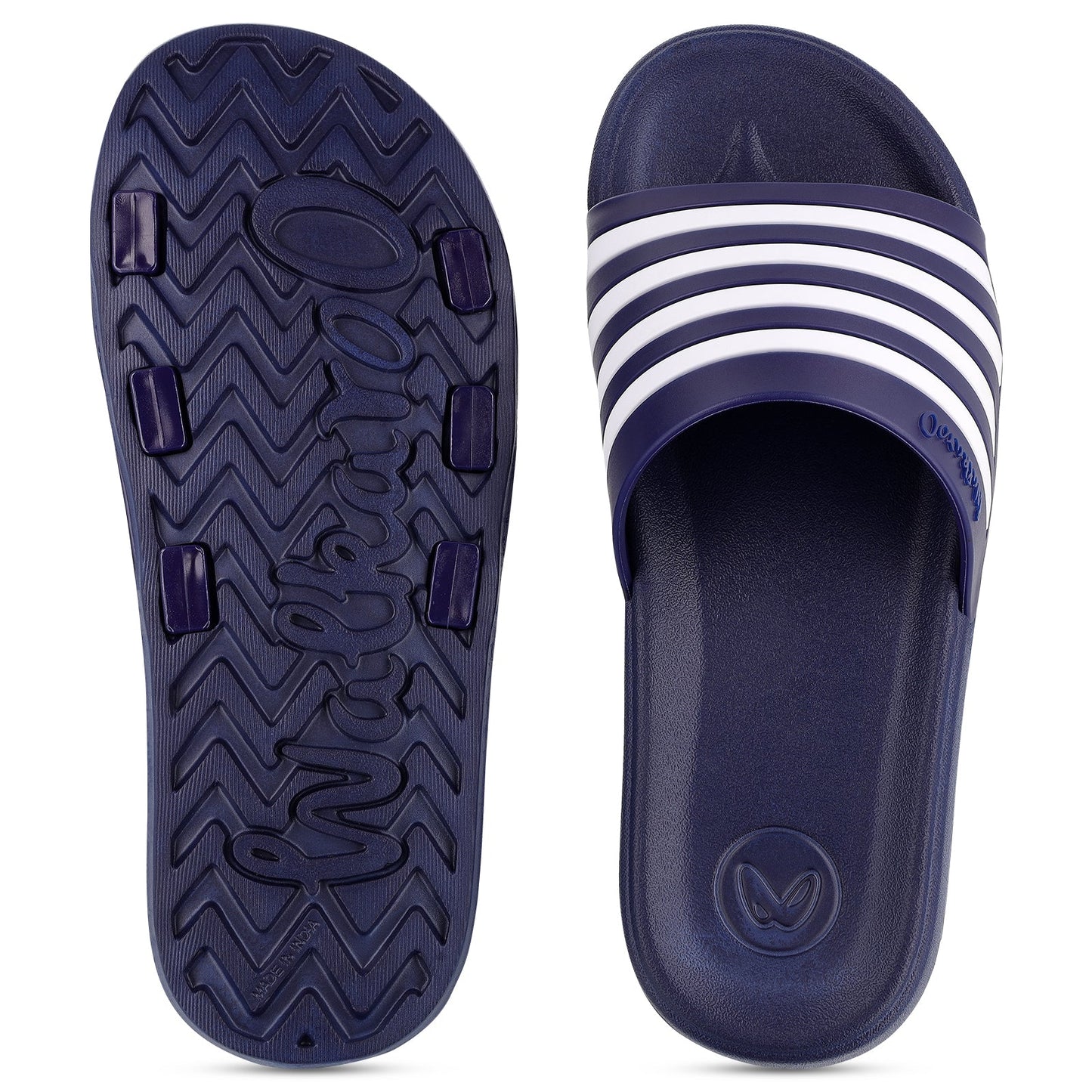 Walkaroo Mens Flip Flop Sliders  - WC4819 Navy Blue