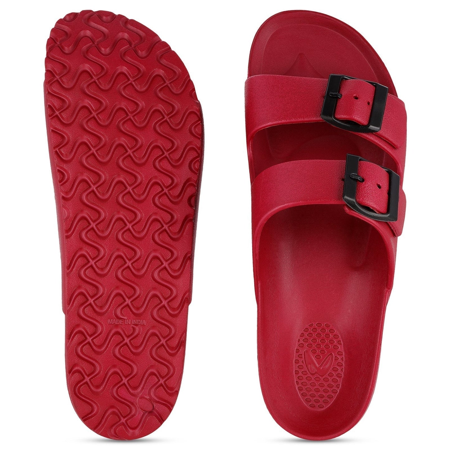 Walkaroo Men Slip On Slide Sandals - WC4808 Maroon - Walkaroo Footwear