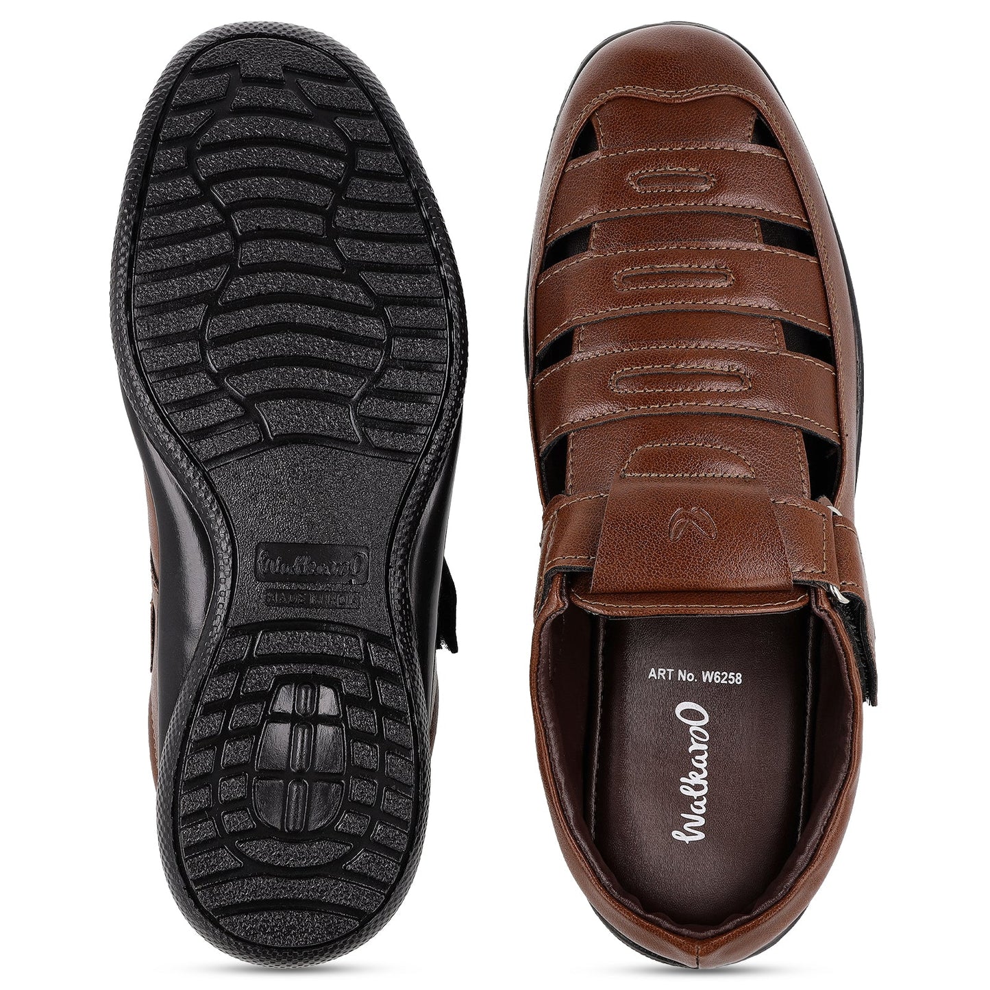 Walkaroo Men Roman Sandals  - WF6258 Brown