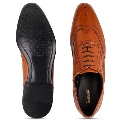 Men's Brogue Leather formals Shoes - WF6055 Tan