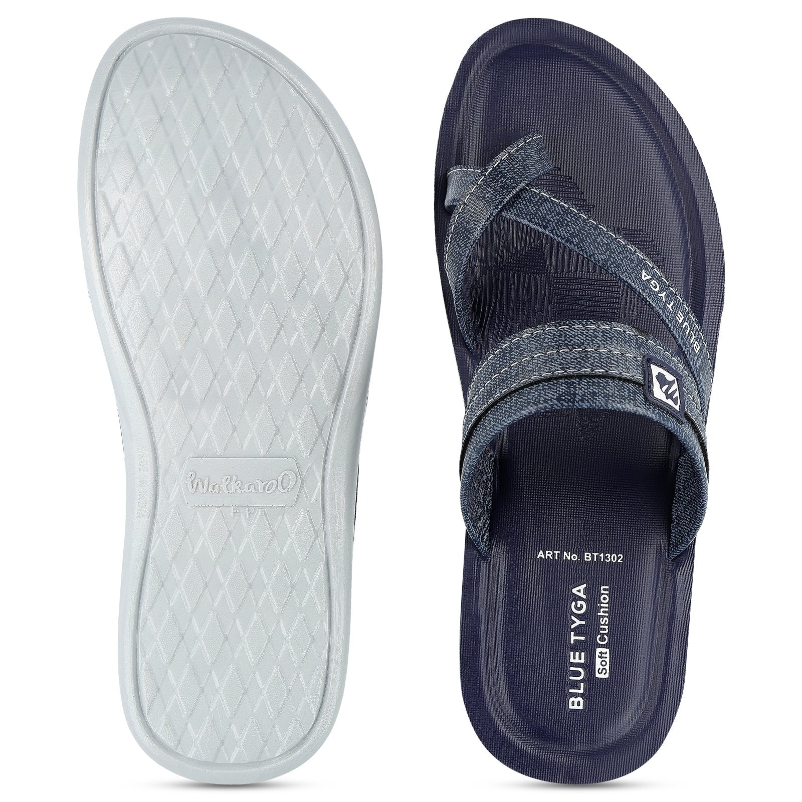 Blue Tyga Men Cross Strap Slide Sandals - BT1302 Blue - Walkaroo Footwear