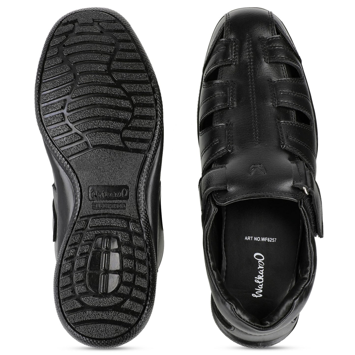 Walkaroo Roman Sandals Mens - WF6257 Black - Walkaroo Footwear