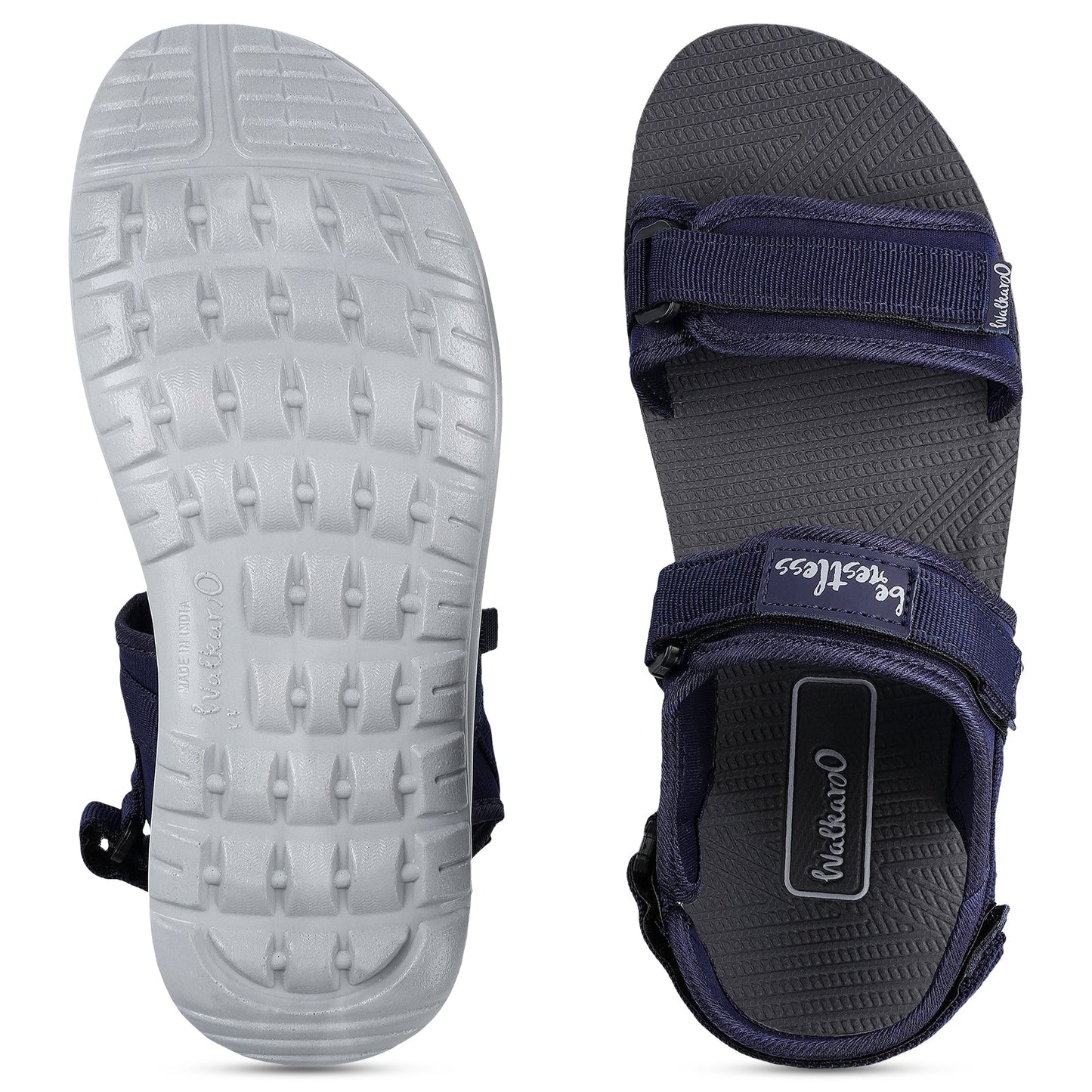 Walkaroo Men Strappy Floater Sandals - WG5715 Blue - Walkaroo Footwear