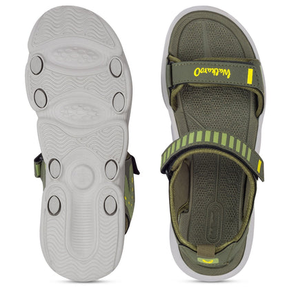 Walkaroo Boys Strappy Floater Sandals - WC4376 Olive Green - Walkaroo Footwear