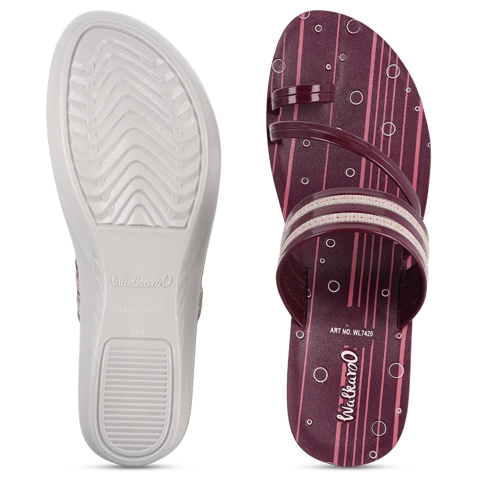 Walkaroo Womens Toe-Ring Slide Sandal - WL7420 Grape - Walkaroo Footwear